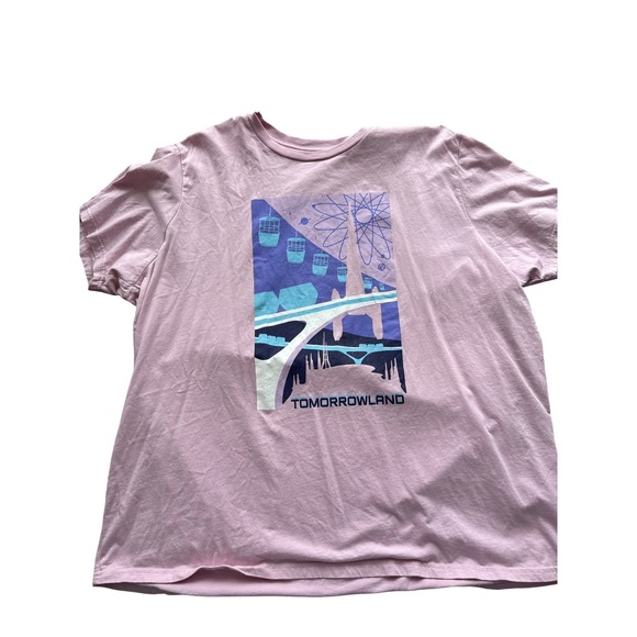 Disney Parks Tops - Disney Parks Tomorrowland Graphic Tee Pink Space Mountain PeopleMover XXL